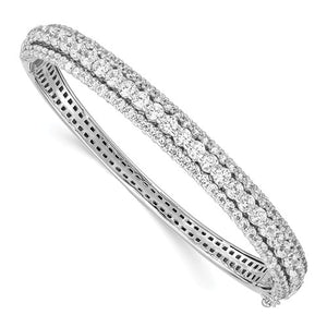 Sterling Shimmer™ Triple Row Hinged Bangle Bracelet 3.50 Ct. CZ and Sterling Silver - Roxx Fine Jewelry