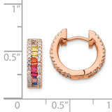 Prizma™ Rainbow CZ Rose Gold Plated Hinged Hoop Earrings - Roxx Fine Jewelry