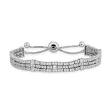Sterling Shimmer™ CZ and Sterling Silver Three Row Adjustable Bolo Bracelet - Roxx Fine Jewelry