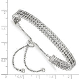 Sterling Shimmer™ CZ and Sterling Silver Three Row Bezel Set Adjustable Bolo Bracelet - Roxx Fine Jewelry