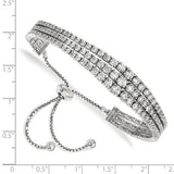 Sterling Shimmer™ CZ and Sterling Silver Three Row Graduated CZ Adjustable Bolo Bracelet - Roxx Fine Jewelry