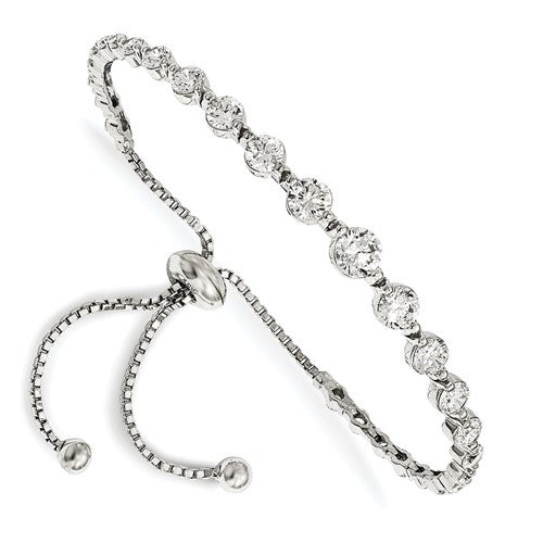 Sterling Shimmer™ CZ and Sterling Silver 3.50 Ct. Adjustable Bolo Bracelet - Roxx Fine Jewelry