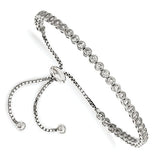 Sterling Shimmer™ CZ and Sterling Silver Bezel Set 1.00 Ct. Adjustable Bolo Bracelet - Roxx Fine Jewelry