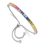 Prizma™ Rainbow CZ Gold Plated Sterling Silver Hinged Bangle Bracelet - Roxx Fine Jewelry