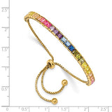 Prizma™ Rainbow CZ Gold Plated Sterling Silver Hinged Bangle Bracelet - Roxx Fine Jewelry