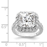 Faux and Fabulous™ 10 Ct Asscher CZ Halo Ring in Sterling Silver - Roxx Fine Jewelry
