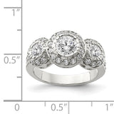 Faux and Fabulous™ 3.14 Ct Round CZ 3 Stone Halo Ring in Sterling Silver - Roxx Fine Jewelry