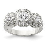 Faux and Fabulous™ 3.14 Ct Round CZ 3 Stone Halo Ring in Sterling Silver - Roxx Fine Jewelry