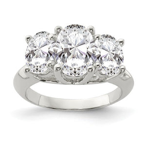 Faux and Fabulous™ 4.96 Ct Oval CZ 3 Stone Ring in Sterling Silver - Roxx Fine Jewelry