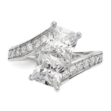 Faux and Fabulous™ 3.48 Ct Princess Cut CZ 2 Stone Ring in Sterling Silver - Roxx Fine Jewelry