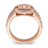 Faux and Fabulous™ 2.00 Ct Princess Morganite CZ Halo Wedding Ring in Rose-Gold-Plated over Sterling Silver - Roxx Fine Jewelry