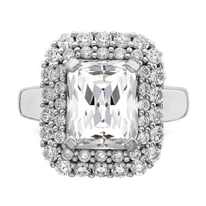 Faux and Fabulous™ 5.25 Ct Radiant CZ Double Halo Ring in Sterling Silver - Roxx Fine Jewelry