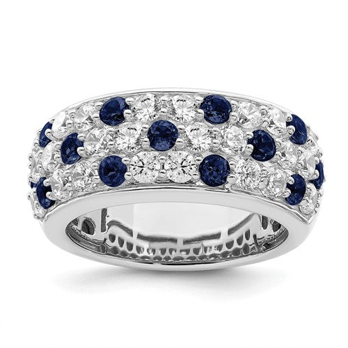 True Origin® 2.40 Ct. Lab Grown Diamond and Blue Sapphire Band in 14K White Gold - Roxx Fine Jewelry