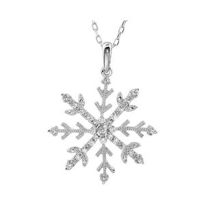 Snowflake CZ Accented Snowflake Necklace in Sterling Silver 18" Necklace - Roxx Fine Jewelry