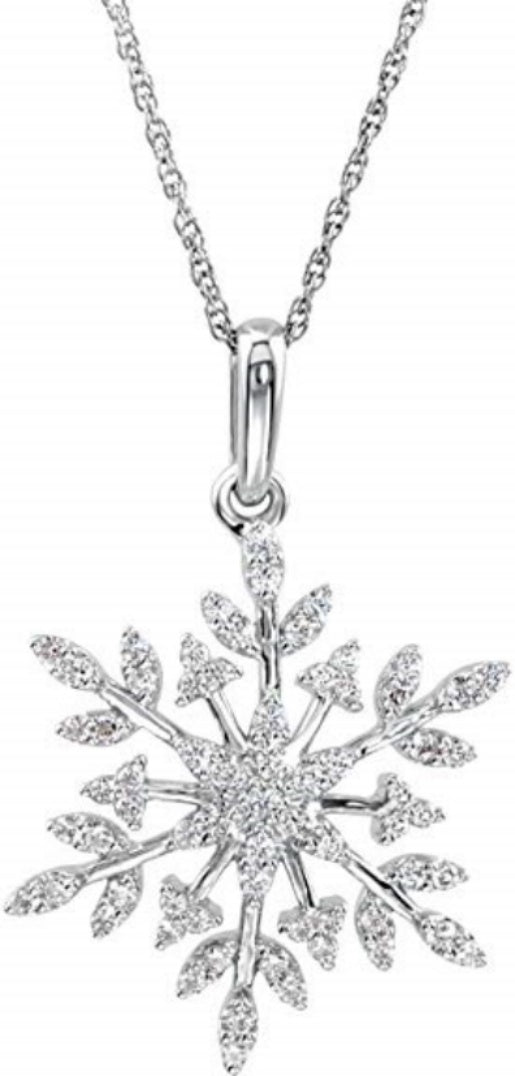 Snowflake CZ Necklace in Sterling Silver 18