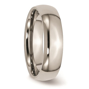 Polished Titanium 6mm Wide Half Round Comfort Fit Wedding Band - Roxx Fine Jewelry