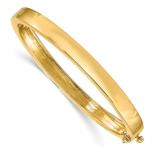 Hinged Oval Bangle in 6.3mm 14K Gold - Roxx Fine Jewelry