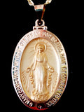 Miraculous Medal Oval 33 x 20mm in 14K Yellow Gold
