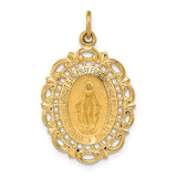Miraculous Medal Oval with Filigree Frame 2 Sizes in 14K Yellow Gold - Roxx Fine Jewelry