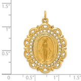 Miraculous Medal Oval with Filigree Frame 2 Sizes in 14K Yellow Gold - Roxx Fine Jewelry