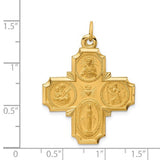 Four Way Cross Pendant 37 x 27mm Satin Finish Polished Edge in 14K Yellow Gold - Roxx Fine Jewelry