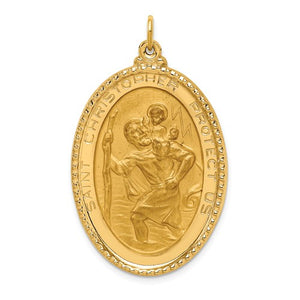 St. Christopher Medal in 14K Yellow Gold Large Oval - Roxx Fine Jewelry
