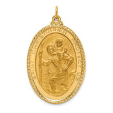 St. Christopher Medal 40 x 24mm Large Oval in 14K Yellow Gold - Roxx Fine Jewelry