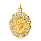 St. Christopher Medal Oval with Filigree Frame in 14K Yellow Gold - Roxx Fine Jewelry